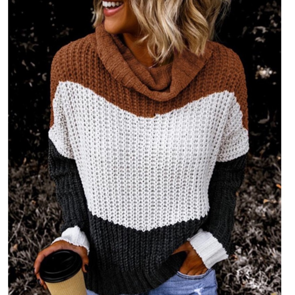 Colorblock Long Sleeve Casual Sweater